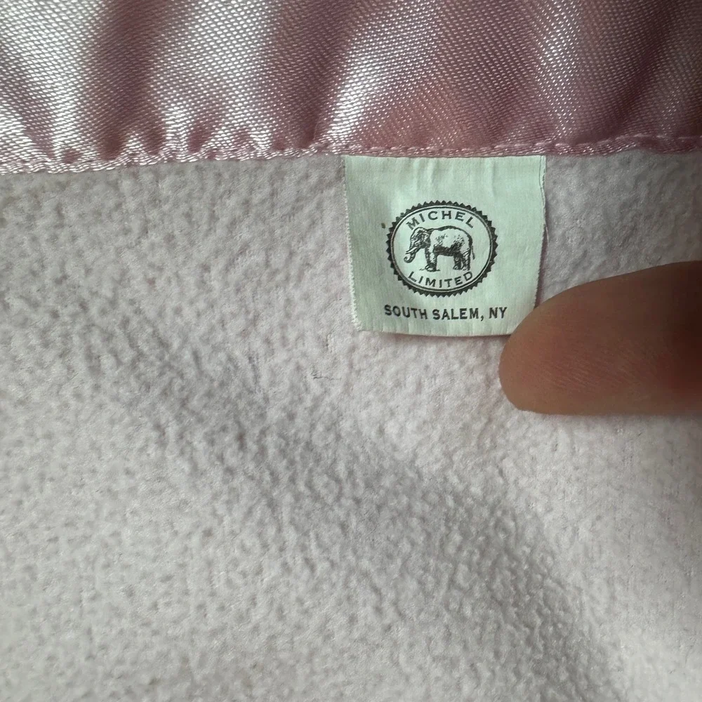 Michel Limited Pink Fleece Baby Blanket with Satin Trim Soft Pink
